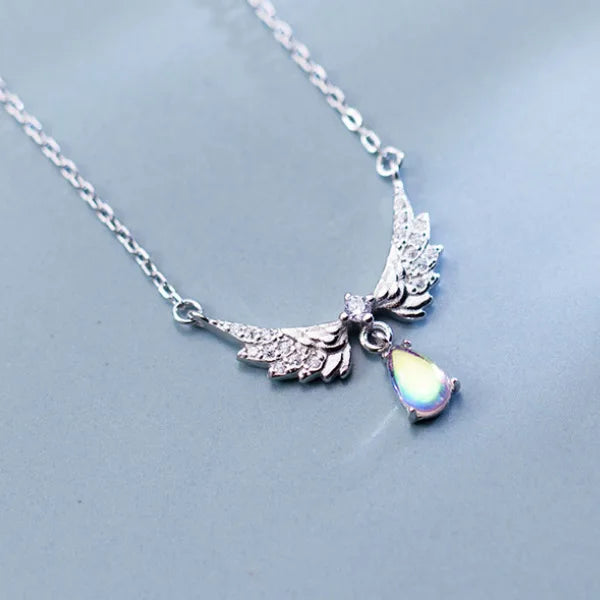 S925 Sterling Silver Sweet Wings Zircon Pendant