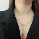 S925 Sterling Silver Personalized Cold Wind Square Chain Collarbone Necklace