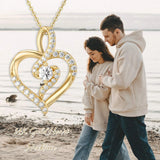 S925 Sterling Silver Heart Diamond Necklace Mother's Gift Pendant