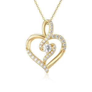 S925 Sterling Silver Heart Diamond Necklace Mother's Gift Pendant