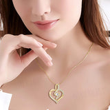 S925 Sterling Silver Heart Diamond Necklace Mother's Gift Pendant
