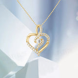 S925 Sterling Silver Heart Diamond Necklace Mother's Gift Pendant