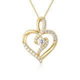 S925 Sterling Silver Heart Diamond Necklace Mother's Gift Pendant