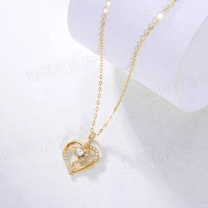 S925 Sterling Silver Heart Diamond Necklace Mother's Gift Pendant