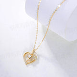 S925 Sterling Silver Heart Diamond Necklace Mother's Gift Pendant