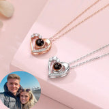 925 Silver Personalized Photo Love Heart Necklace - Gift for Women