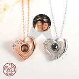 925 Silver Personalized Photo Love Heart Necklace - Gift for Women
