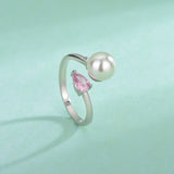 S925 Sterling Silver Pink Drops Earrings Necklace Ring Set