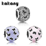 S925 Silver Pink Butterflies Beads for Charm Bracelets