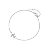 Sterling Silver Plane Bracelet Zircon Aircraft Airplane Chain
