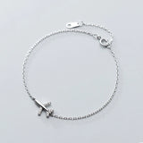 Sterling Silver Plane Bracelet Zircon Aircraft Airplane Chain