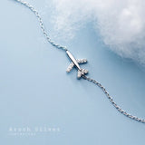 Sterling Silver Plane Bracelet Zircon Aircraft Airplane Chain