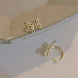 Sterling Silver Butterfly Ear Clip No Pierced Ears Sweet Temperament Earrings