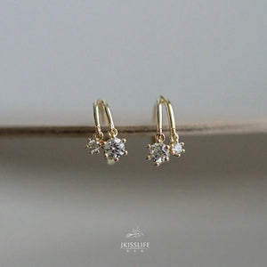 Sterling Silver Plated 14K Ear Set with Zirconium Diamond