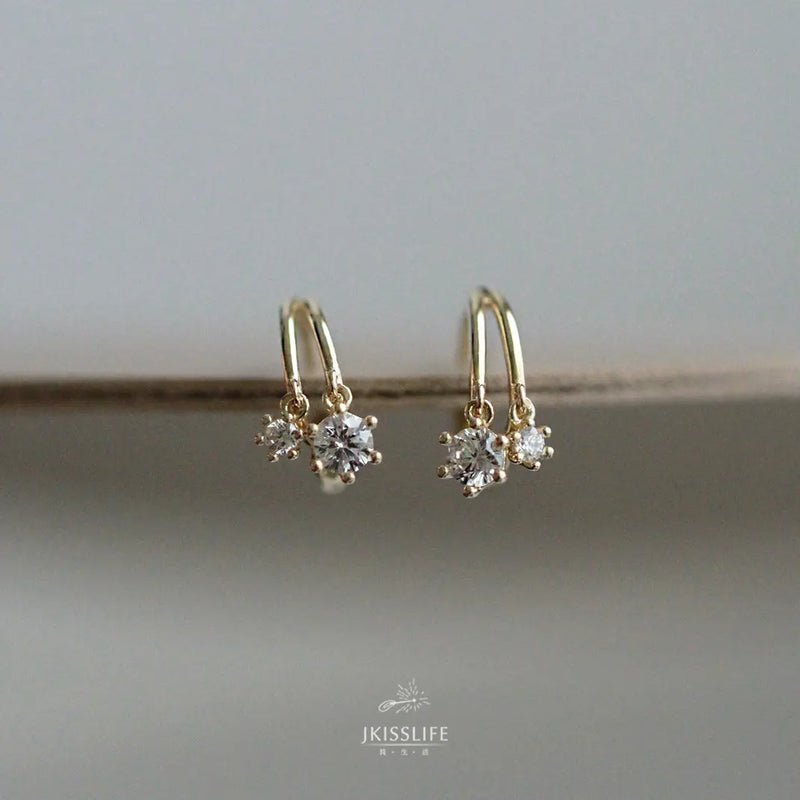 Sterling Silver Plated 14K Ear Set with Zirconium Diamond