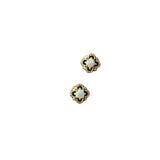 S925 Sterling Silver Plated Earrings Vintage Hollow Diamond Mini Opal Students