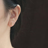 S925 Sterling Silver Plated Earrings Vintage Hollow Diamond Mini Opal Students