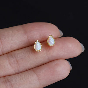 Opal Earrings 925 Sterling Silver Plated 14K for Women