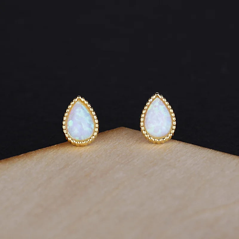Opal Earrings 925 Sterling Silver Plated 14K for Women