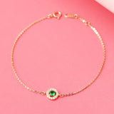Sterling Silver Plated 14K Emerald Bracelet