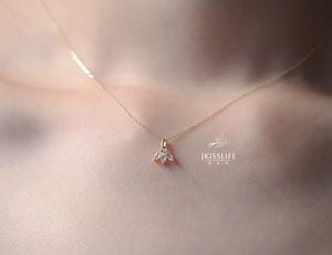 Sterling Silver Plated 14K French Necklace Japanese Pendant Collar