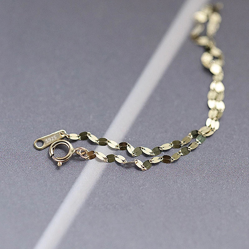 925 Silver Plated 14K Japanese Light Bracelet Smooth Face Thin Versatile Women