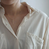 S925 Silver 14K Necklace Key Pendant Diamond French Retro K Pendant