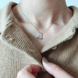 Sterling Silver Heart Pendant Necklace Collar Chain