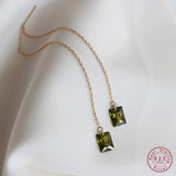 S925 Plated 14K Olive Green Zircon Ear Wires for Women Earrings