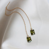 S925 Plated 14K Olive Green Zircon Ear Wires for Women Earrings