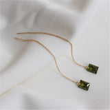 S925 Plated 14K Olive Green Zircon Ear Wires for Women Earrings