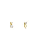 S925 Sterling Silver Plated 14k Girl Rabbit Carrot Earrings