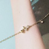 Sterling Silver 14k Bracelet Diamond Inlaid Mini Bow Girlfriend Gift