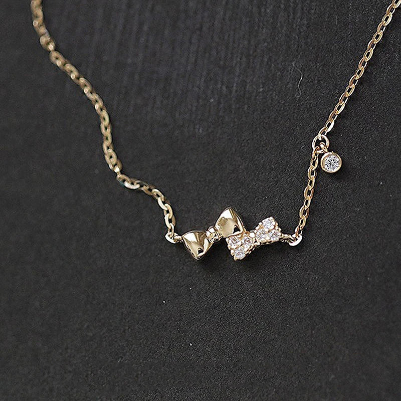Sterling Silver 14k Bracelet Diamond Inlaid Mini Bow Girlfriend Gift