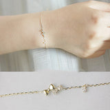 Sterling Silver 14k Bracelet Diamond Inlaid Mini Bow Girlfriend Gift