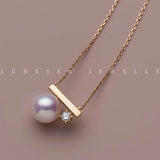 925 Silver Plated Necklace with Pearl Diamond Women's Charcoal Chain