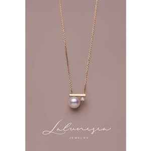 925 Silver Plated Necklace with Pearl Diamond Women's Charcoal Chain