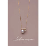 925 Silver Plated Necklace with Pearl Diamond Women's Charcoal Chain