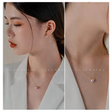 925 Silver Plated Necklace with Pearl Diamond Women's Charcoal Chain