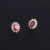 S925 Silver Plated Garnet Zircon Earrings