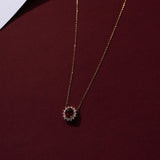 18K Ruby Necklace Vintage Red Zircon Pendant