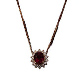 18K Ruby Necklace Vintage Red Zircon Pendant