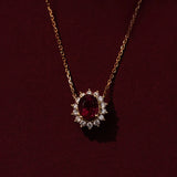 18K Ruby Necklace Vintage Red Zircon Pendant