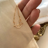 S925 Sterling Silver Platinum Necklace Classic U-shaped Horseshoe Buckle Pendant