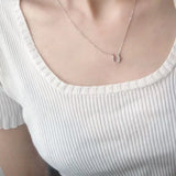 S925 Sterling Silver Platinum Necklace Classic U-shaped Horseshoe Buckle Pendant