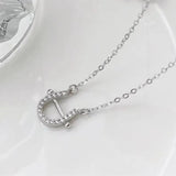 S925 Sterling Silver Platinum Necklace Classic U-shaped Horseshoe Buckle Pendant