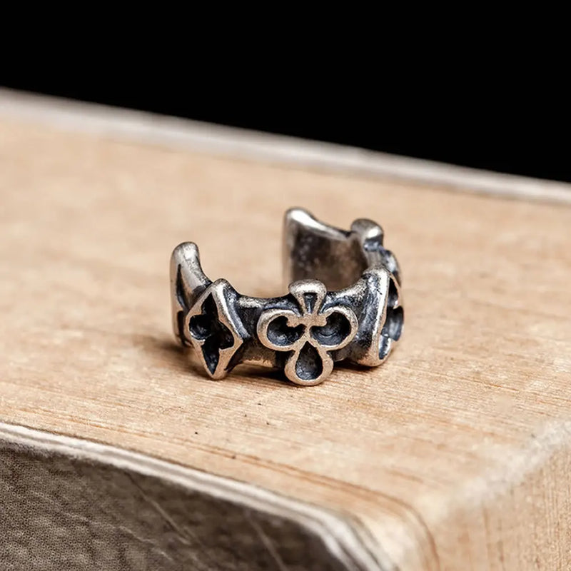 Sterling Silver Poker Clip Earrings Vintage Punk Ear Jewelry