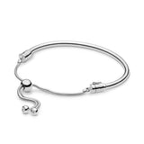S925 Sterling Silver Push-pull Bracelet With Logo Adjustable DIY Charm