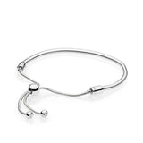 S925 Sterling Silver Push-pull Bracelet With Logo Adjustable DIY Charm