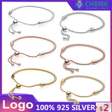 S925 Sterling Silver Push-pull Bracelet With Logo Adjustable DIY Charm